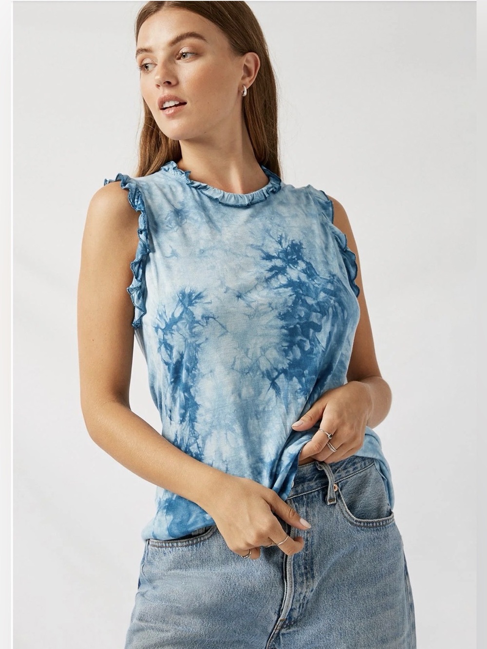 NWT Hayden Los Angeles Mineral Wash Ruffle Tank, Size Small